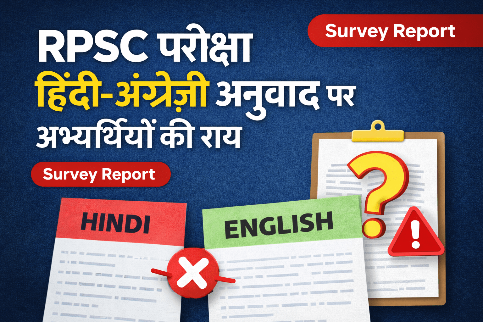 Survey -02: RPSC परीक्षाओं में हिंदी–अंग्रेज़ी प्रश्नों की अनुवाद गुणवत्ता पर अभ्यर्थियों की राय